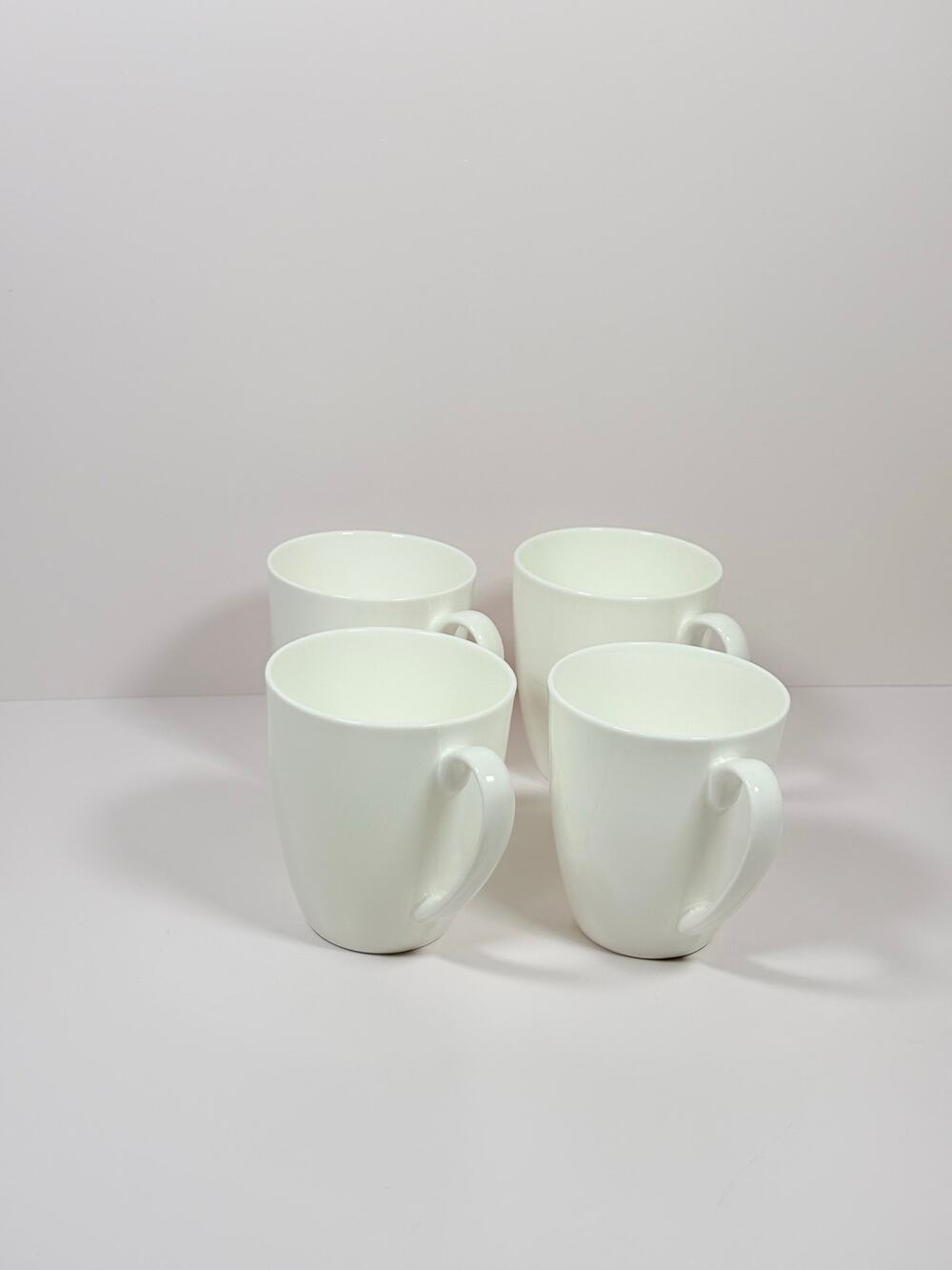 Set Of 4 White Gorham Fine Bone China Mugs